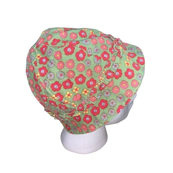 Agabang Toddler L Large Bucket Hat Corduroy Floral Print Ruffled Accents NWT - Picture 4 of 5